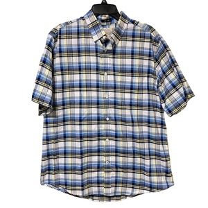 St. John's Bay Plaid Button Down Short Sleeve Shirt